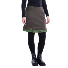Vishes - Alternative Clothing - Thermal Skirt Women's Warm Winter Skirts Short Pocket Skirt Made of Eco Fleece, olive