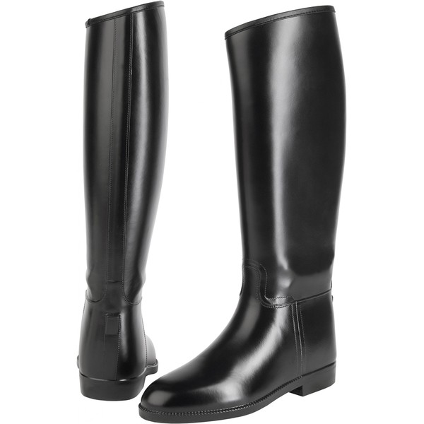 USG Happy Boot PVC Ladies/Mens Riding Boot, Size 41, Black, Green Synthetik Lining, Water Proof, H 44,5/ W 41,5, Normal Length, Extra Wide