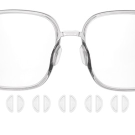 HARFINGTON 5 Pairs Eyeglass Nose Pads 3.2mm Thickness Silicone Adhesive Anti-Slip Glasses Nose Grips Air Bag D-shaped Glasses Nose Pads for Plastic Frames Glasses Sunglasses, Clear