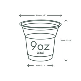 Vegware Plant-Based Compostable 9oz Standard PLA Cold Cup, 96-Series (Case of 1000)