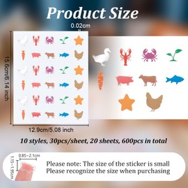OLYCRAFT 600Pcs/20 Sheets Wedding Meal Choice Stickers for Place Cards 0.8 Inch Carrot Chicken Cow Fish Food Choice Sticker Wedding Meal Indicator Stickers Place Card Menu Sticker for Party Supplies