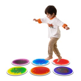 Sensory Circles Mats Liquid Tiles - Pack of 6 Round Sensory Floor Pads for Kids Autism Classroom
