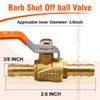 Horiznext 3/8 inch brass mini shut off ball barb valve