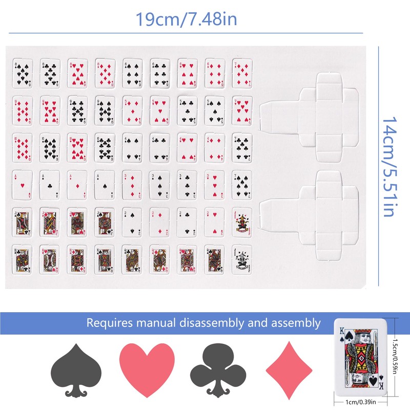 lukeerit Party Spoof Fun Mini Playing Cards，Miniature Poker Game，3 Copies