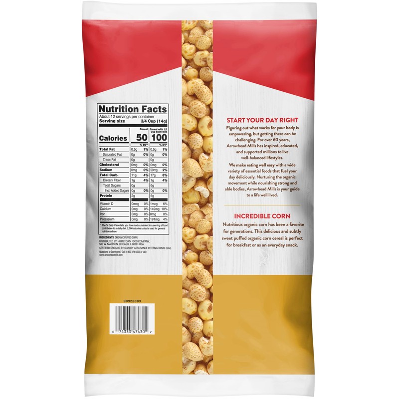 Arrowhead Mills, Organic, Non-GMO Cereal, Puffed Rice & Puffed Corn