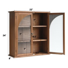 COLLECTIVE HOME - Storage Cabinet, 24" Wall Organizer Cabinet, Solid Wood Bathroom Cabinet with Arched Door, Already Assembled, 22 x 8 x 24 Inch