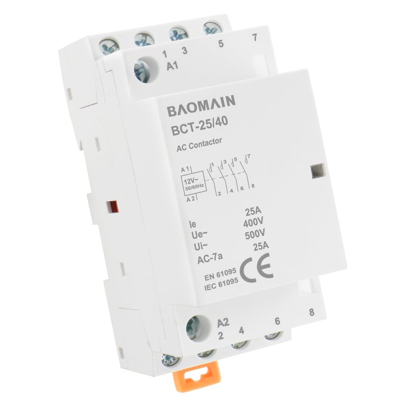 Baomain AC Contactor 12VAC 25A 4 Pole 4NO Normally Open