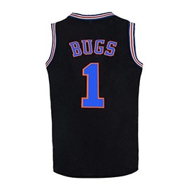 BOROLIN Youth Basketball Jersey #1 Moive Space Jerseys Bugs Shirts for Kids (Black, Youth Medium)