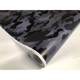 Sky Auto INC Black Gray Camouflage Vinyl Car Wrap Film Sheet + Free Cutter & Squeegee (Except Sample Size) (4" x 8" (Sample Size))