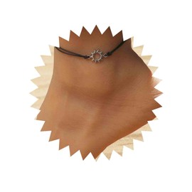 Cimenexe Bohemian Sun Anklet Black Woven Rope Ankle Bracelet Silver Sunshine Chain Anklet Adjustable Wax Anklet Summer Beach Anklet Jewellery for Women and Girls