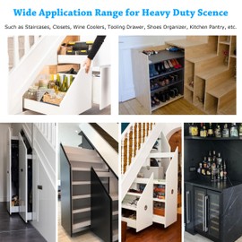 Undermount Drawer Slides, HANKEY Heavy Duty Drawer Slides Bottom Mount 3-fold Full Extension Ball Bearing Guide rail16 24inch, 265lbs Capacity for Staircase Pantry Cabinet (16inch 1 Pair)