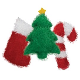 Zanies Holiday Fuzzle Stocking Dog Toys, 7"