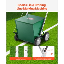 VEVOR 65 lbs Dry Line Marker for Baseball & Softball, Adjustable 2 or 4 Inch Chalk Line Machine, Wheeled with Rubber Handle, Large Powder Capacity, Green