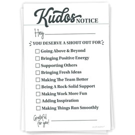 Kudos Notice Cards for Coworkers & Employees - 50 Count Fun Bravo Recognition Cards for Staff Appreciation, Team Building & Office Morale Booster