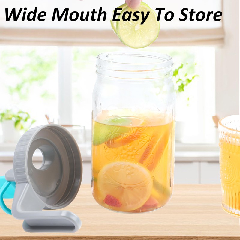 Mason Jar Pitcher Wide Mouth 32 OZ 2 Pack Glass