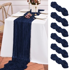 Teruntrue 6 Pack Navy Blue Table Runner 10FT Long Cheesecloth Table Runner Cheese Cloth Gauze for Wedding Party Birthday Decoration-Navy Blue