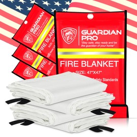 Guardian Pro New 2025 Emergency Fire Blanket for Home and Kitchen - 4 Pack Over 40"x40" Flame Suppression Fiberglass Fire Blankets for House Camping Car Office Warehouse Emergency Survival Safety