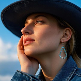 Turquoise Navajo Pearl Dangle Earrings for Women Hypoallergenic Vintage Western Cowgirl Jewelry for Women