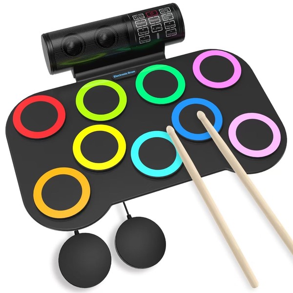 Electric Drum Set for Kids with Headphones, 9 Pads Full