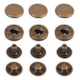 Trimming Shop 10mm S Spring Press Studs 4 Part, Durable and Lightweight, Metal Snap Fasteners for DIY Leathercrafts, Repair Clothing, Purse, Bronze, 10pcs
