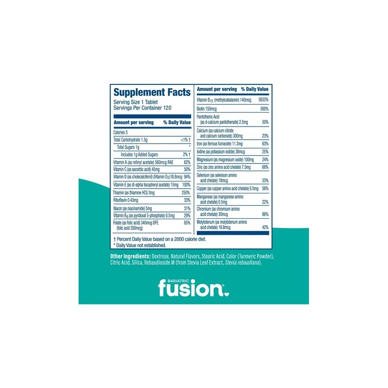 Bariatric Fusion® Multivitamin Complete Chewable Sabor Tropical 120 Tabletas Masticables