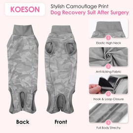KOESON Recovery Suit for Dogs After Surgery, High Neck Dog Surgery Recovery Shirt for Female and Male Dogs, Dog Recovery Suit with Inner Pocket to Put Dog Diaper