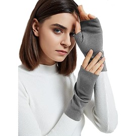 Novawo Anti-Pilling Fingerless gloves Soft Warm Arm Warmers for Women, Grey, One Size