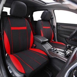 CAR-GRAND Universal Fit Sporty Cloth Full Set Car Seat Covers, Fit for Car, Truck, Sedan, Vans, SUV, Breathable, Washable, Airbag Compatible, Zipper Design