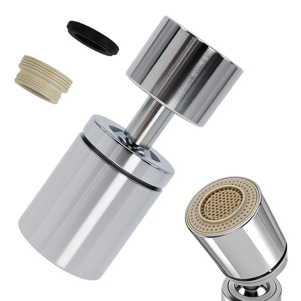 360° Wasserhahn Aufsatz Schwenkbar,mit 2 Strahlarten, Drehbare Verlängerung, Strahlregler Wasserhahn