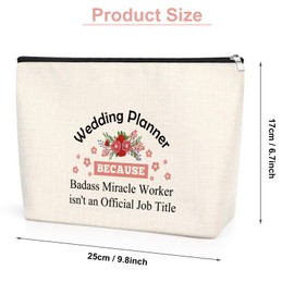 Wedding Planner Gift for Wedding Day 25X17CM Makeup Bag Appreciation Gift for Women Friends Sister Wedding Coordinator Cosmetic Bag Thank You Gift from Bride for Wedding Planner Travel Pouch