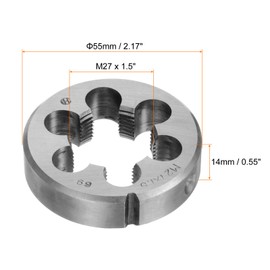sourcing map M27 x 1.5 Metric Round Die, Machine Thread Right Hand Threading Die, Alloy Steel Screw Thread Cutting Die