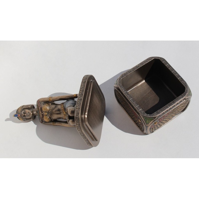 Trinket Box, Kneeling Egyptian Queen, Cold Cast Bronze