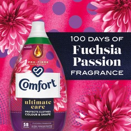Comfort Comfort Ultimate Care Fuchsia Passion Ultra-Concentrated Fabric Conditioner bottle made of 100% recycled plastic* for complete clothes protection 58 washes (870 ml)