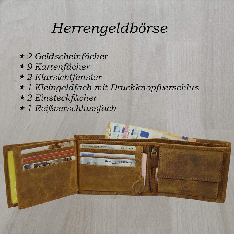 flevado Adler Men's Wallet Buffalo Leather Biker Wallet with RFID