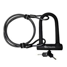 OTTOLOCK Sidekick Compact U-Lock and Cable Bundle - Heavy Duty Anti Theft Bicycle U-Lock with Keys, Silicone-Coated, Bike Accessories, Black