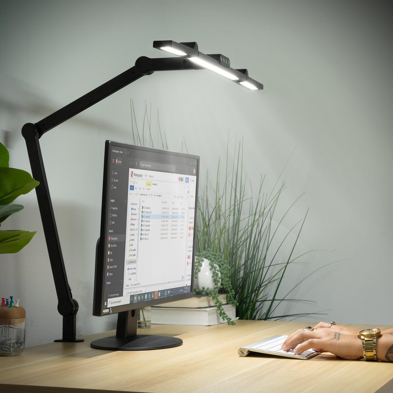 Mount-It! LED Desk Lamp with Adjustable Swing Arms and Clamp