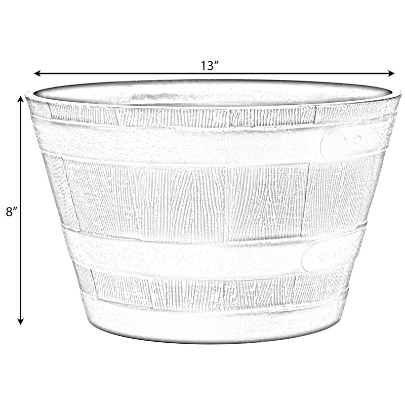 Gardenised 4-Piece Round Half Barrel Flower Pots Rustic Farmhouse Style