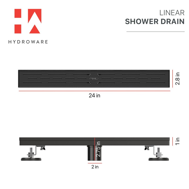 Hydroware Linear Shower Drain - Stainless Steel Rectangular Shower Floor