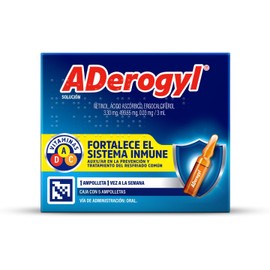 ADerogyl Multivitamínico 5 Ampolletas de 3 ml. Con Vitaminas A, C y D, Fortalece el Sistema Inmune y Refuerza tus Defensas