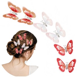 NiceYnn 6 Stück Haarspangen, Schmetterling, Haarspangen, Haar-Zubehör für Frauen und Mädchen, Geburtstag, Hochzeit, Schule, bewegliche Flügel, C