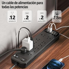 Kirogily Multicontacto Regleta Protector Supresor Picos Voltaje