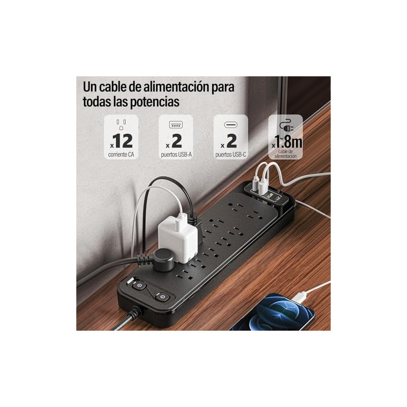 Kirogily Multicontacto Regleta Protector Supresor Picos Voltaje