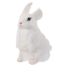 Alipis 1pc Desktop Fur Faux Bunny Statue Lovely Realistic Simulation Decoration Figurine Lifelike Home for