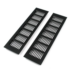 Geesatis 11.8 x 3.1 inch / 300 x 80 mm Rectangle Shape Mesh Air Vent for Cabinet Shoe Cabinet Hardware Accessories Ventilation Cover, with Mounting Screws, Black, 2 Pcs