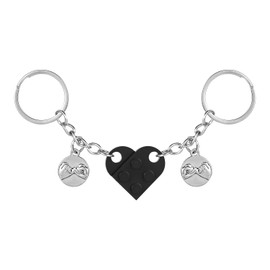 Brick Key Chain, Detachable Heart Keychain Set Matching Heart Keychain Heart Keychain for Couples Brick Keychain Best Friend for Lovers Sweet Gifts Valentines Day(Black)