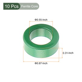 YOKIVE 10pcs Toroid Ferrite Cores Power Transfer Toroid Cores Suppress Interference, Ideal for Inductor Coils Green 22x14x8mm