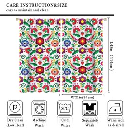 JESTRONRY Mexican Element Window Curtains, Mexican Folk Art Floral Print Bohemian Pattern Window Treatments Bedroom Living Room Curtain, Home Decor Rod Pocket Window Drapes 42x45 Inch Decor