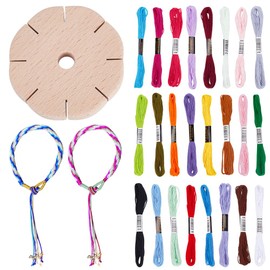 WEBEEDY Loom Armband Herstellungsset Mit Hölzernem Runden Kumi Disc Und Stickgarn Für Erwachsene Japanisches Kumihimo Starter Set Flechten Anfängerbedarf Für Armband DIY