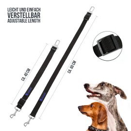Lantelme 2 x Dog Safety Seat Belt Dog Black 5604 Strap Adapter Adjustable
