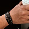 HEIX Adult Multilayer Braised Leather Bracelet Stainless Steel Clasp Gift
